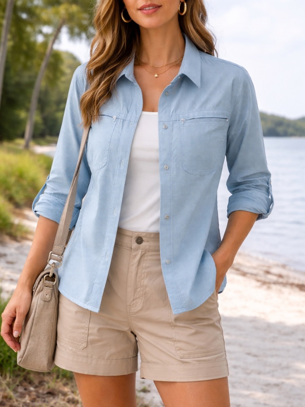 Women’s Light Blue Shirt Jacket